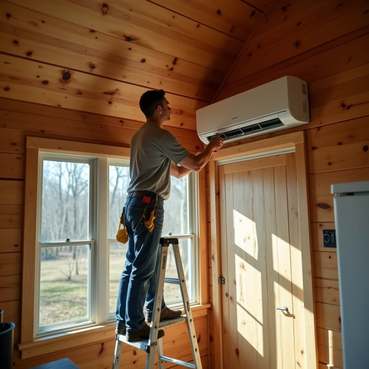 Ductless mini-split indoor head installed in a Lake Cumberland cabin near Somerset, KY