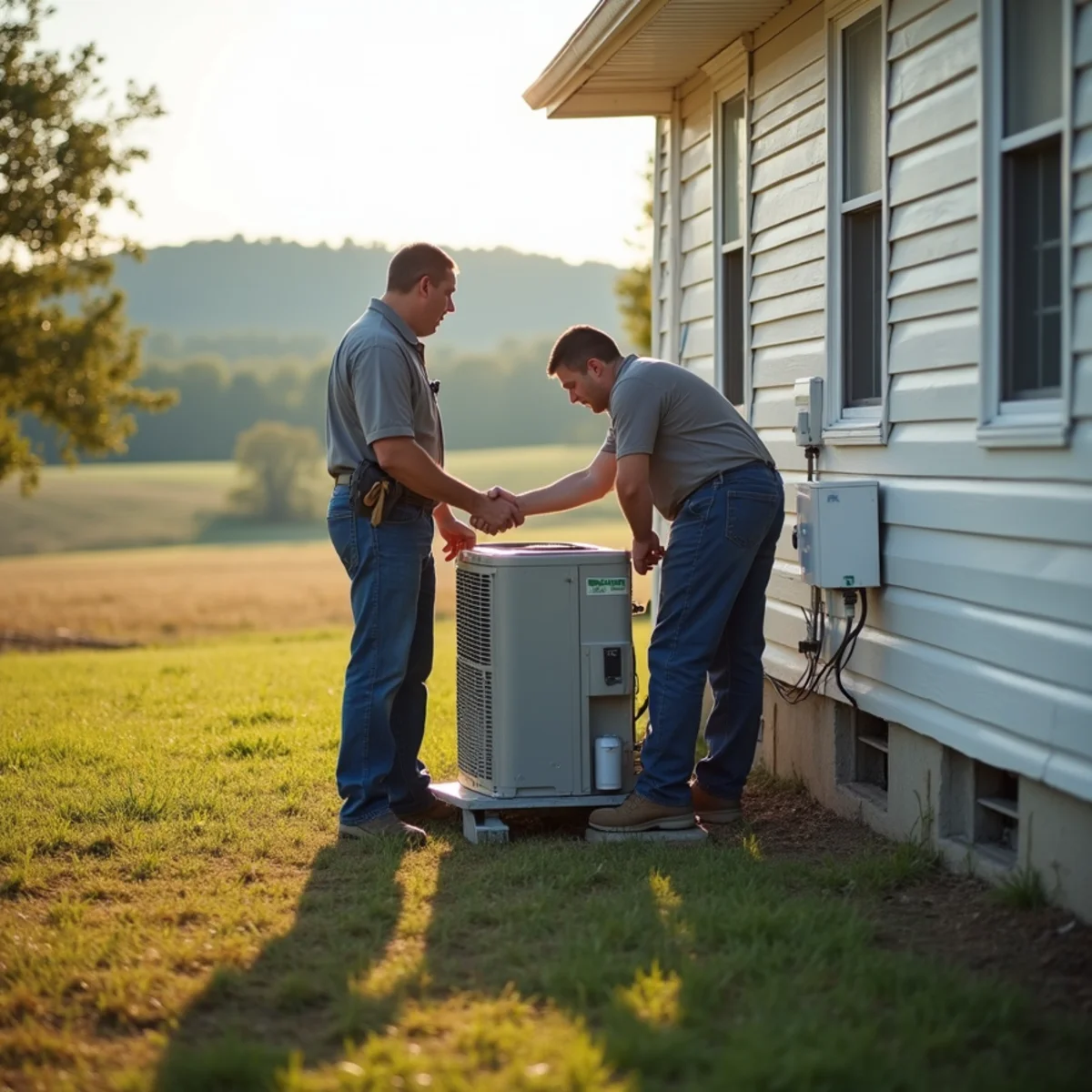 Rural home near Monticello, KY heated by a propane furnace and heat pump